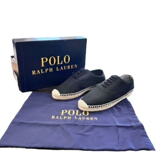 Polo Ralph Lauren NAVY Women's Canvas Espadrille 7B NIB Dustbag Preppy‎ Vacation